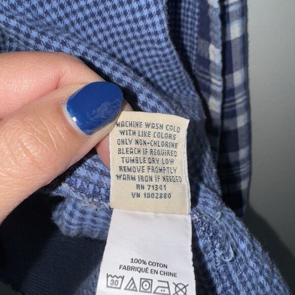 LL Bean Flannel Traditional Fit Button Down Shirt Mens XL Blue Plaid ID 503444 - Picture 6 of 9